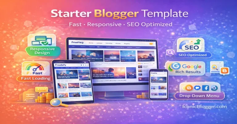Starter Responsive Blogger Template free and pro version preview with SEO optimized fast design
